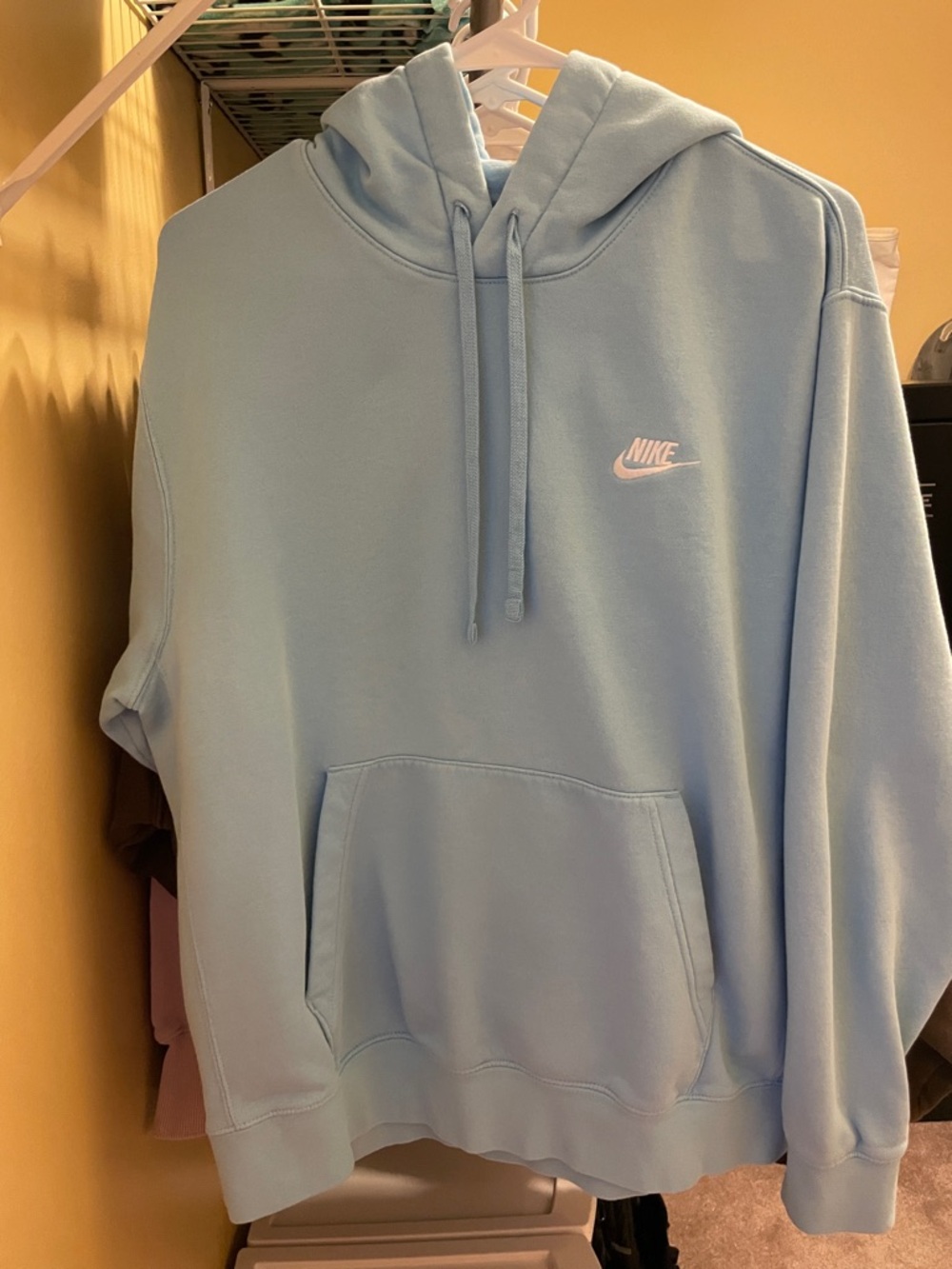 Nike Pastel Blue Pullover Hoodie with White Swoosh